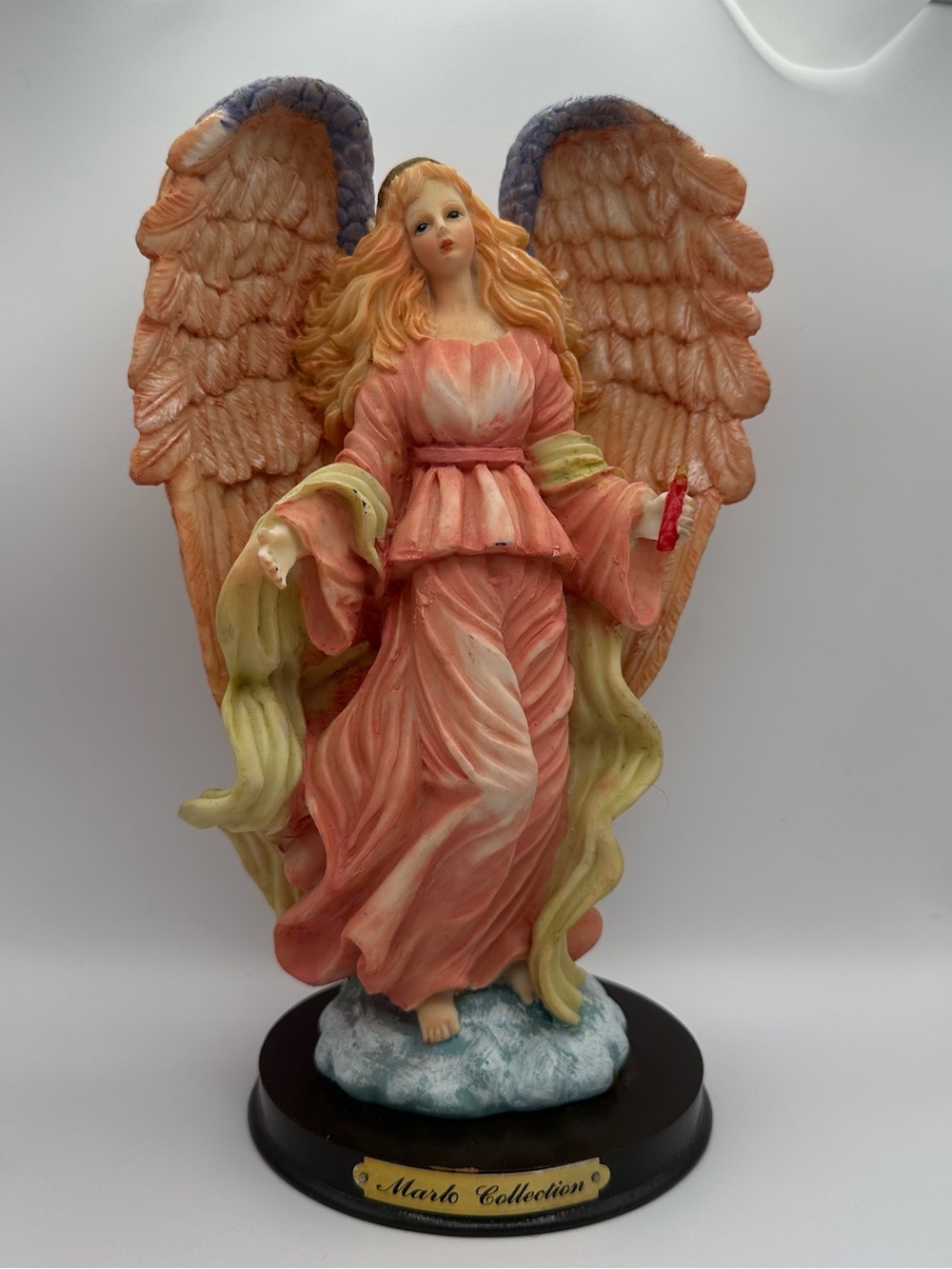 Vintage Marlo Collection Red Haired Angel Holding Candle Resin 8.5”  Figurine